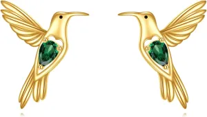 14K Real Gold Earrings Animal Stud for Women Solid Yellow Gold Cute Insect Jewelry Gifts for Girlfriend Wife Mom