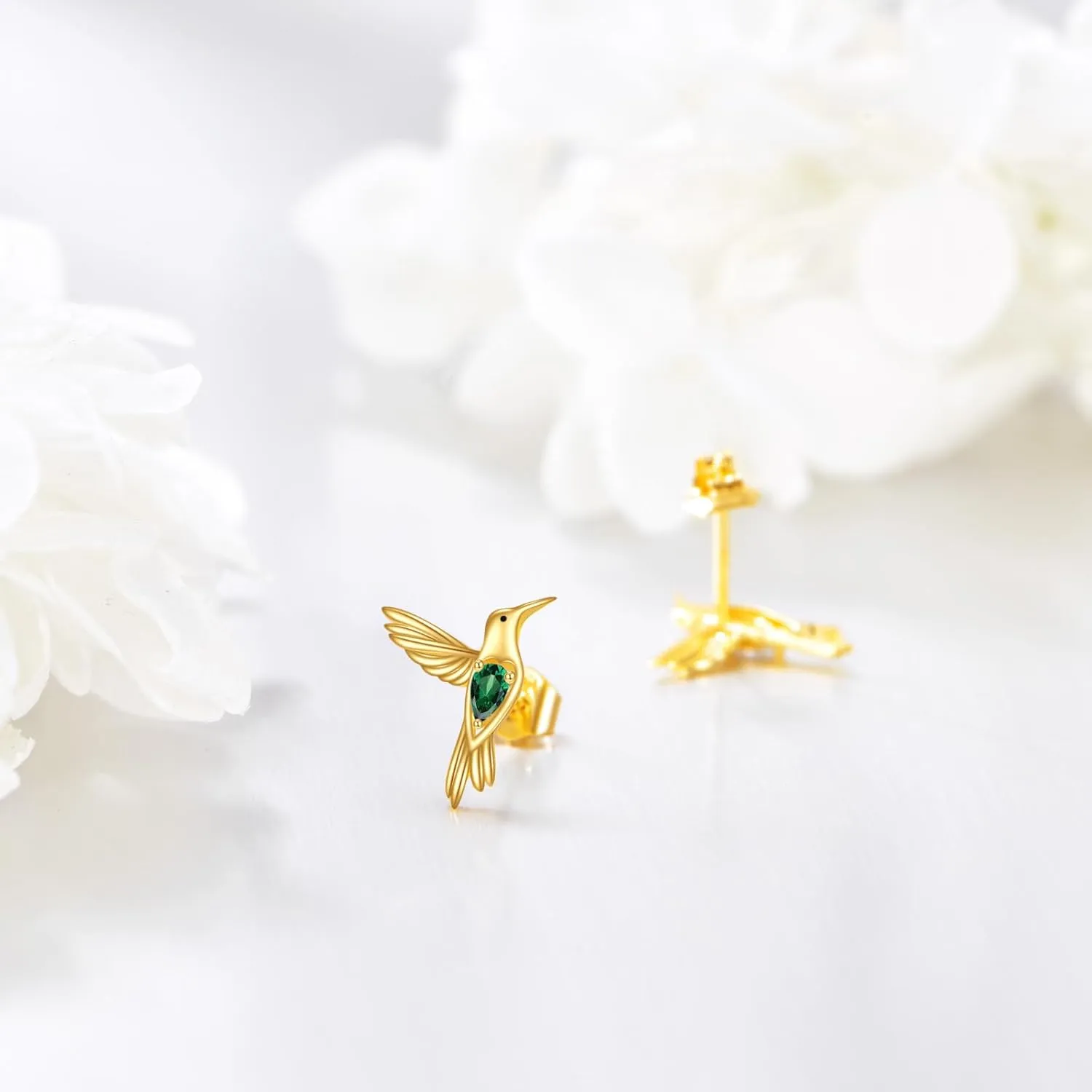 14K Real Gold Earrings Animal Stud for Women Solid Yellow Gold Cute Insect Jewelry Gifts for Girlfriend Wife Mom
