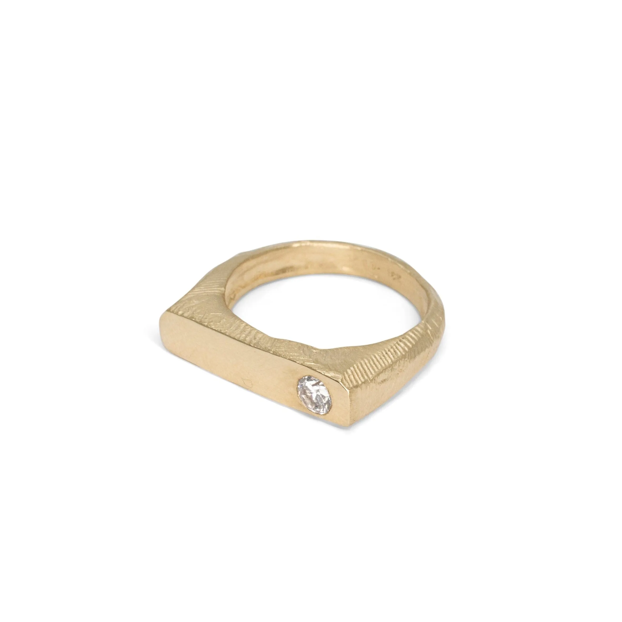 18K Elongated Diamond Signet Ring