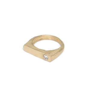 18K Elongated Diamond Signet Ring