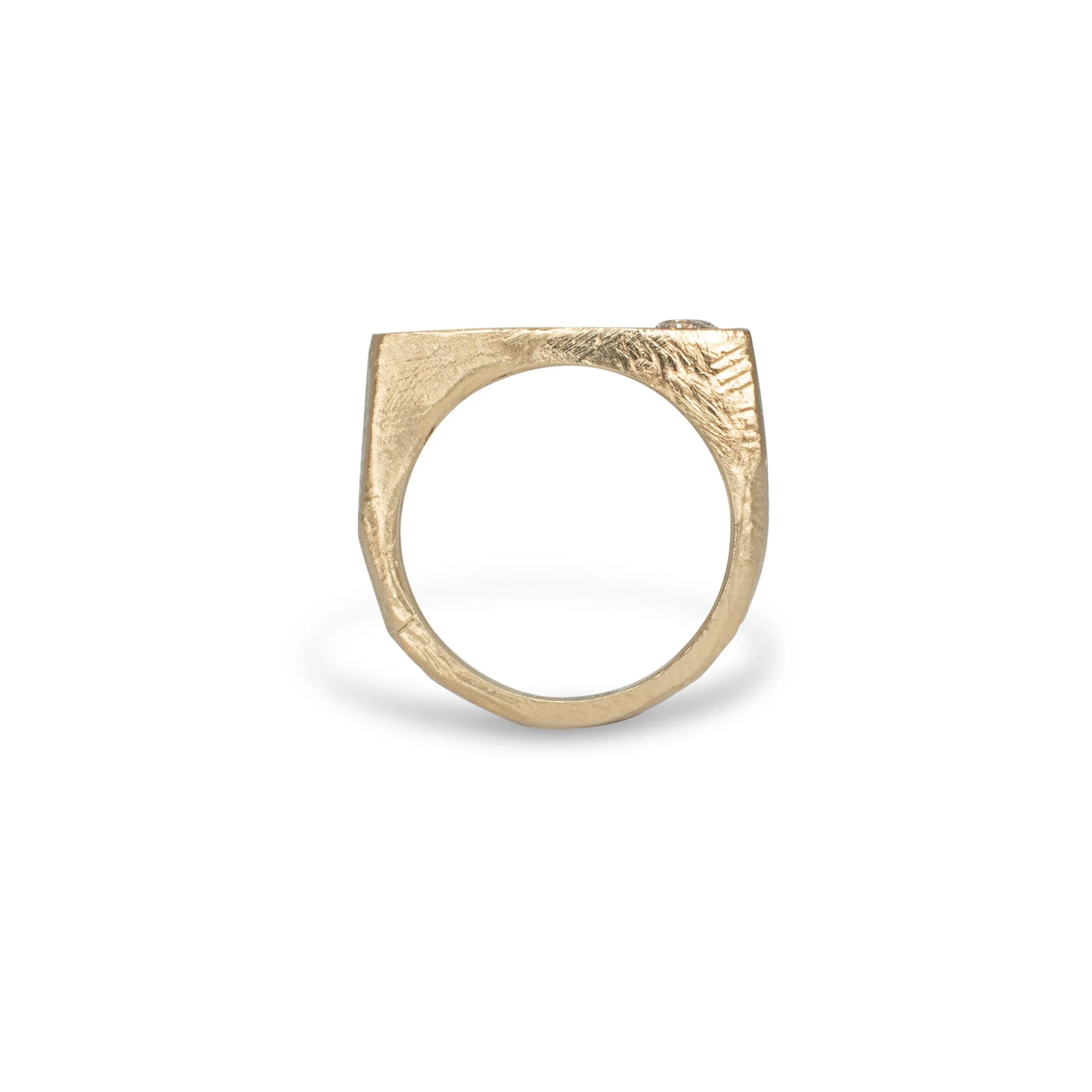 18K Elongated Diamond Signet Ring