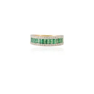 18K Gold Emerald Half Eternity Band