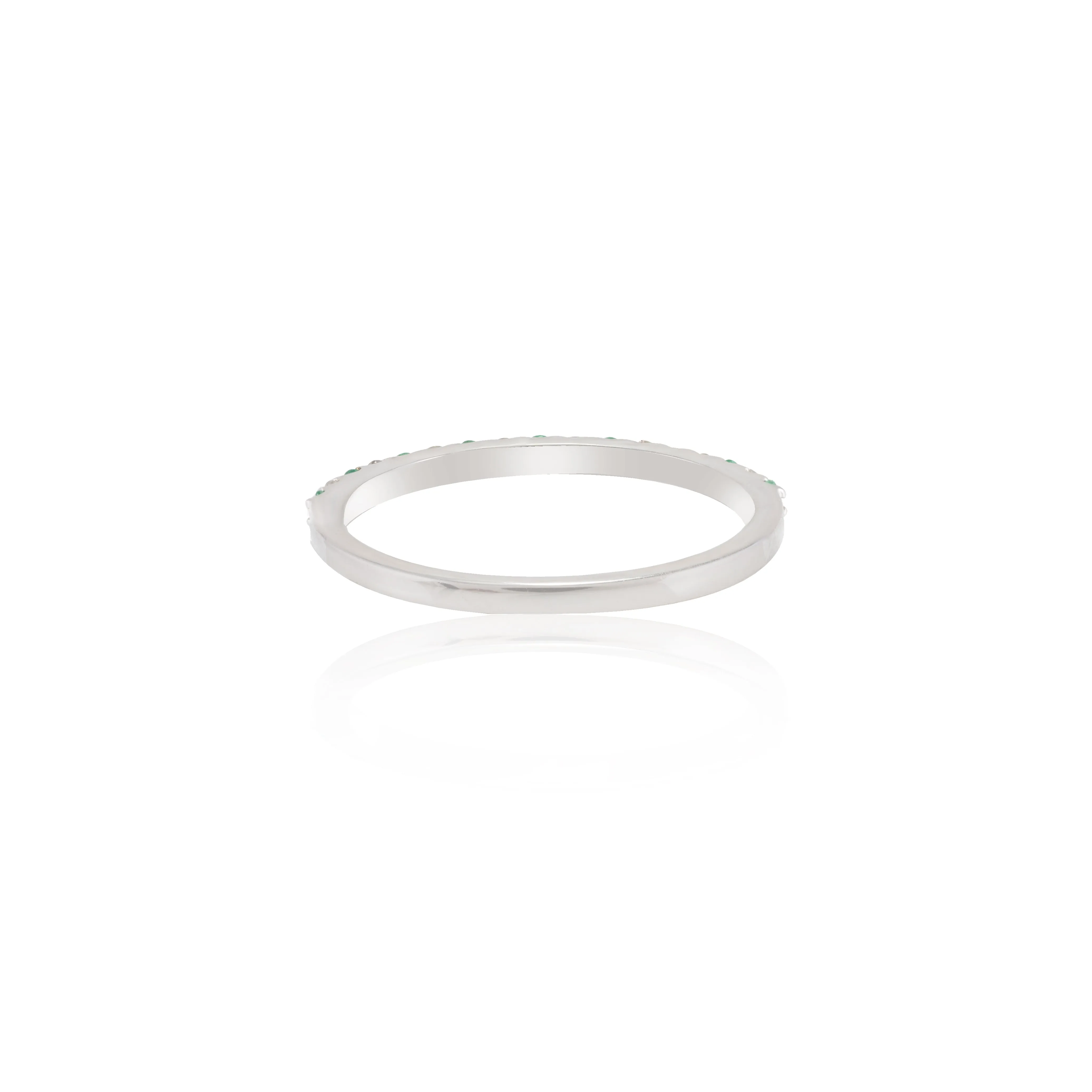 18K White Gold Emerald Diamond Eternity Band