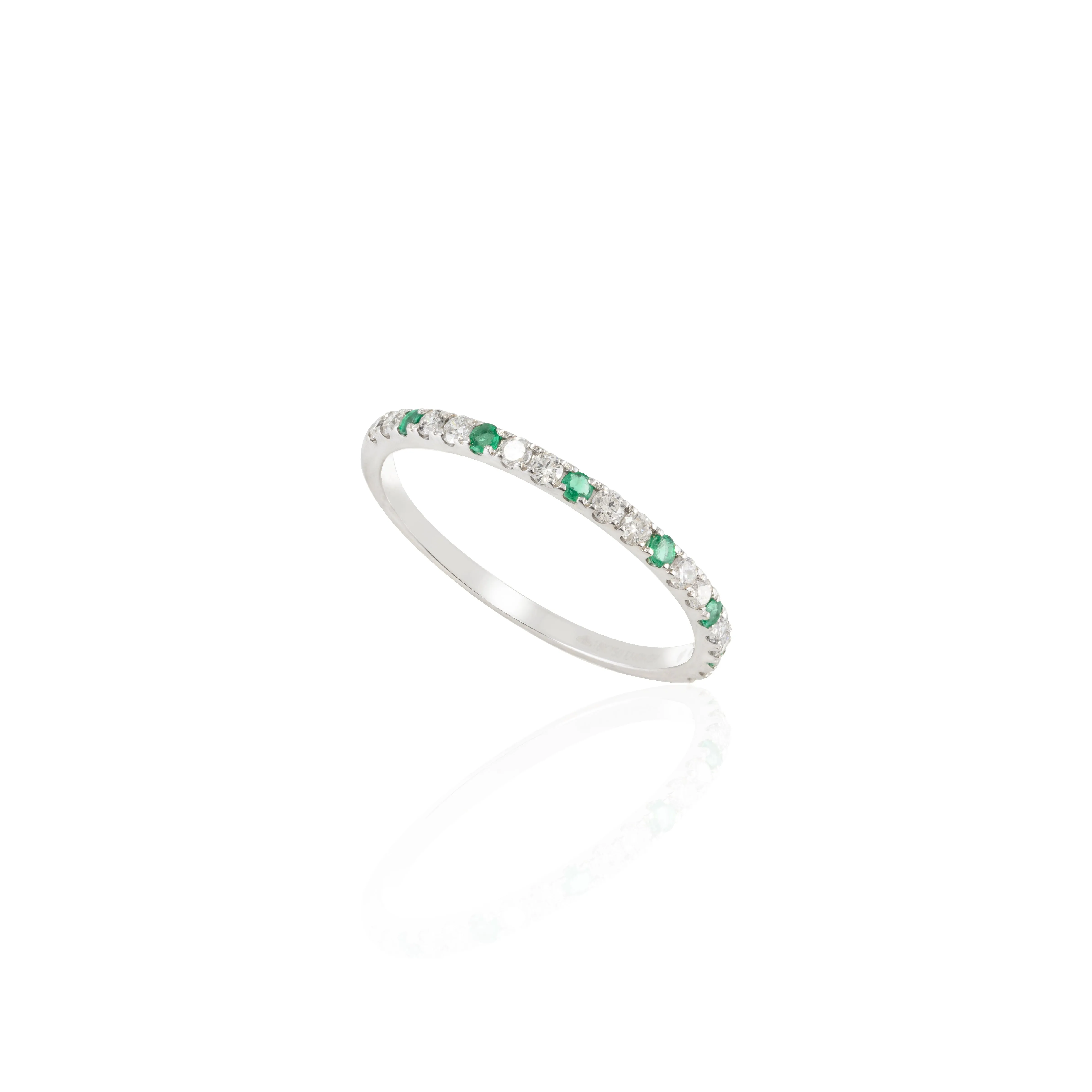 18K White Gold Emerald Diamond Eternity Band
