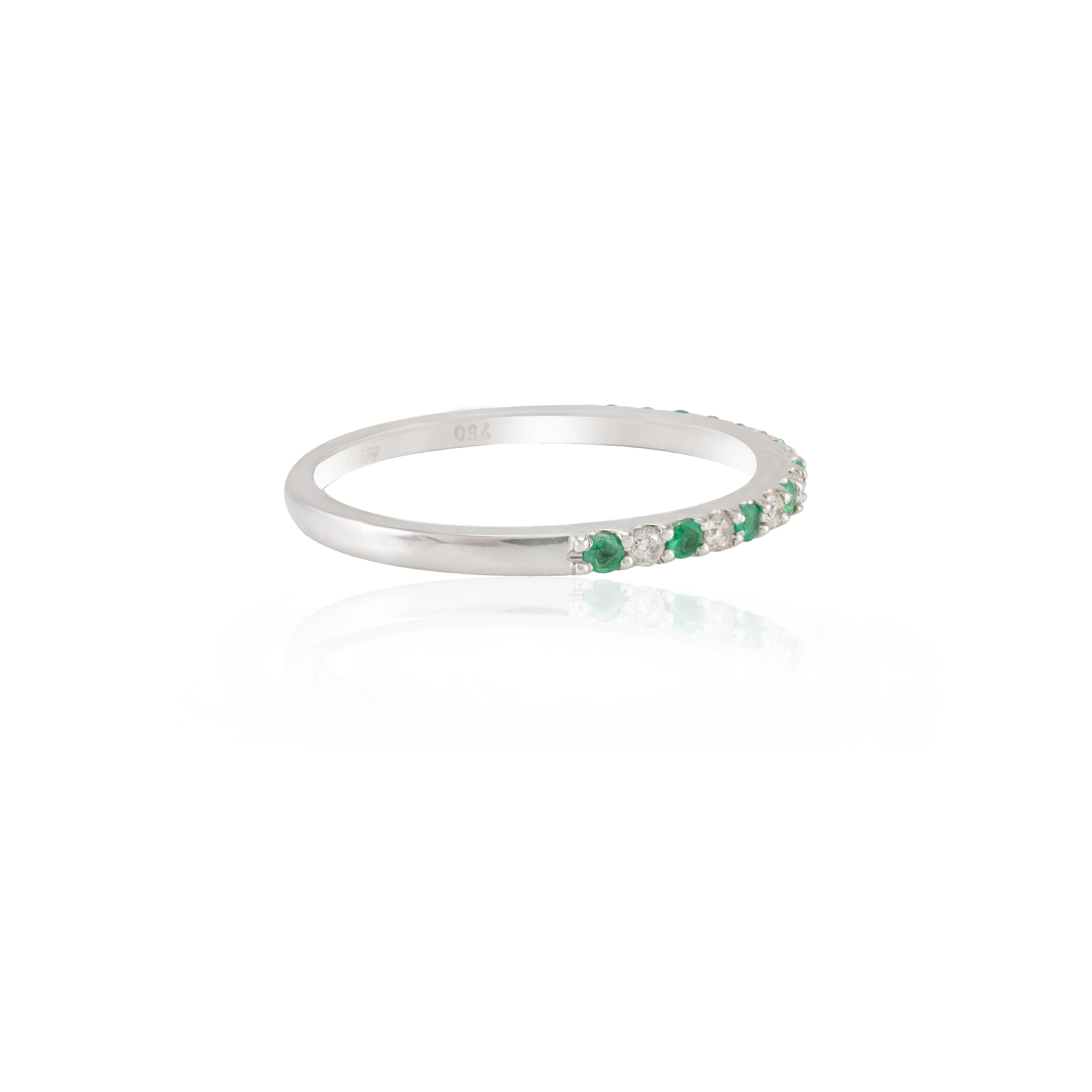 18K White Gold Emerald Diamond Eternity Band