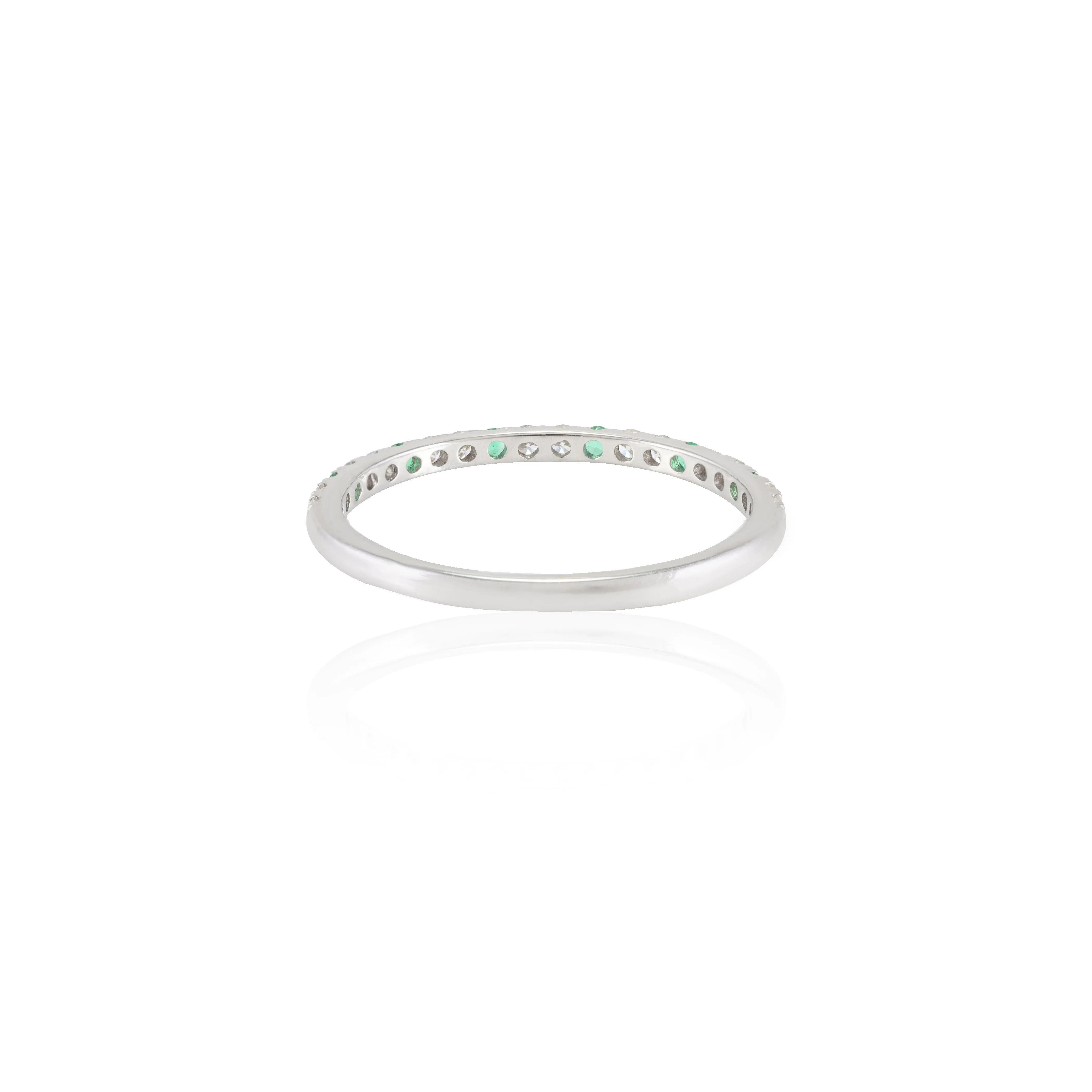 18K White Gold Emerald Diamond Eternity Band