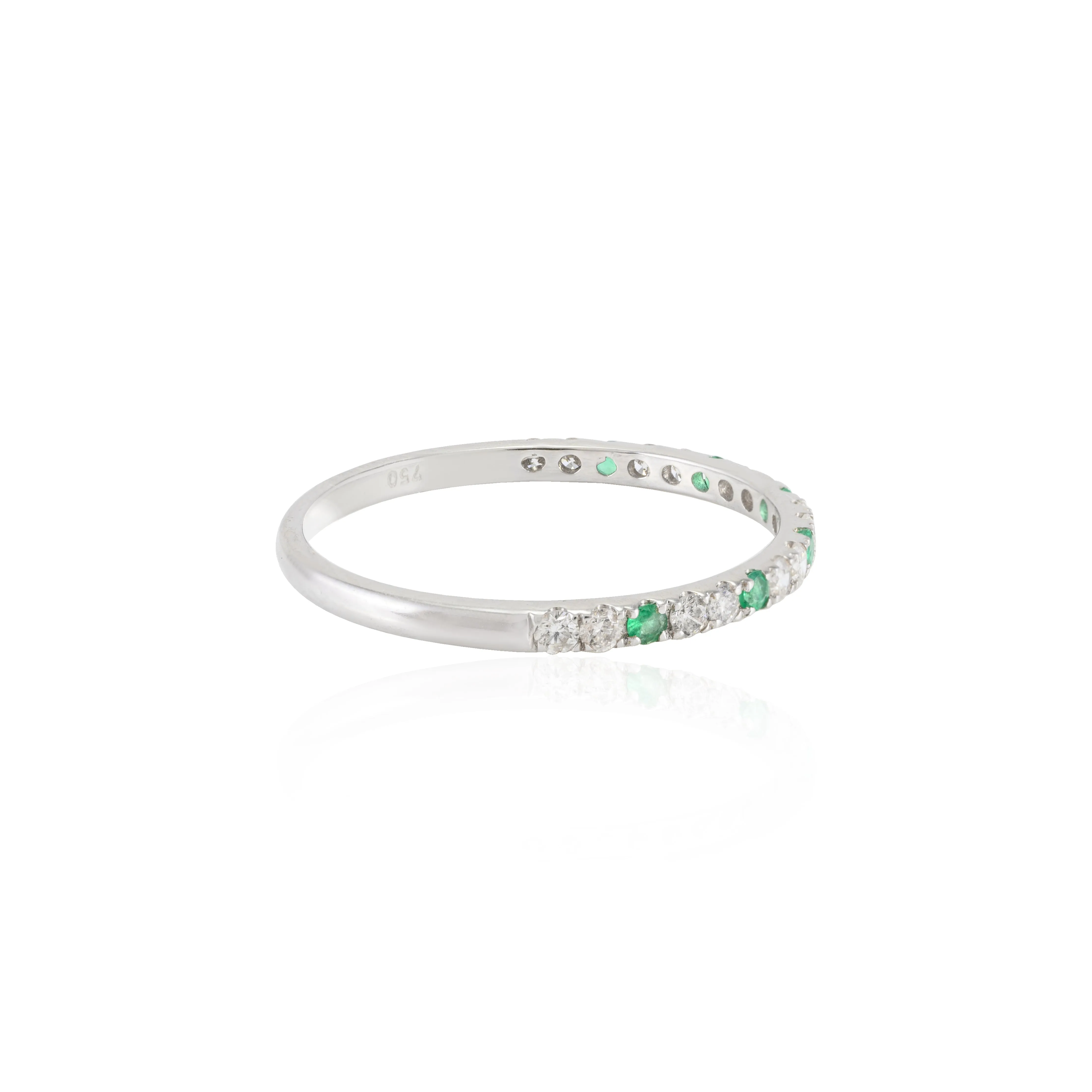 18K White Gold Emerald Diamond Eternity Band