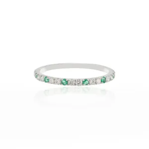 18K White Gold Emerald Diamond Eternity Band
