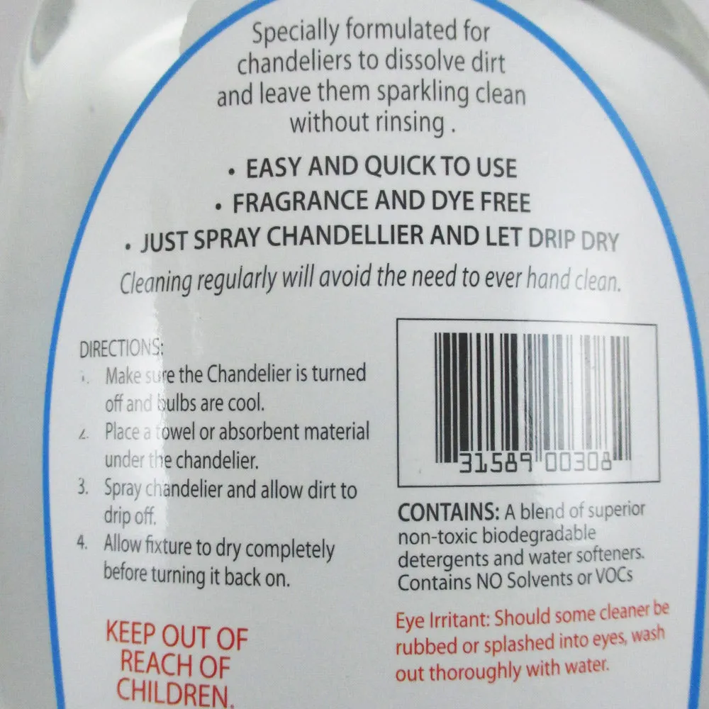 2x Chandelier Cleaner Spray Refill 24oz Light Fixture Glass Crystal Polish Shine