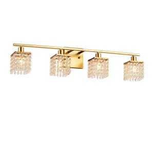 4 Light Bathroom Light, Modern Vanity Lights With Crystal Shade, Vintage Light Fixture Bathroom Over Mirror Wall Lights For Kitchen Dinning Room Bedroom Hallway (Does Not Include Light Bulbs) - Gold by Couch.com