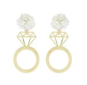 Acrylic Engagment Ring Cutout Earring