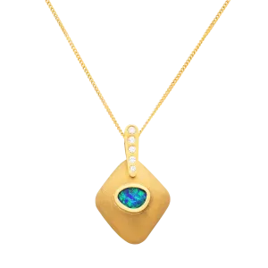 Blue Green Boulder Opal Necklace
