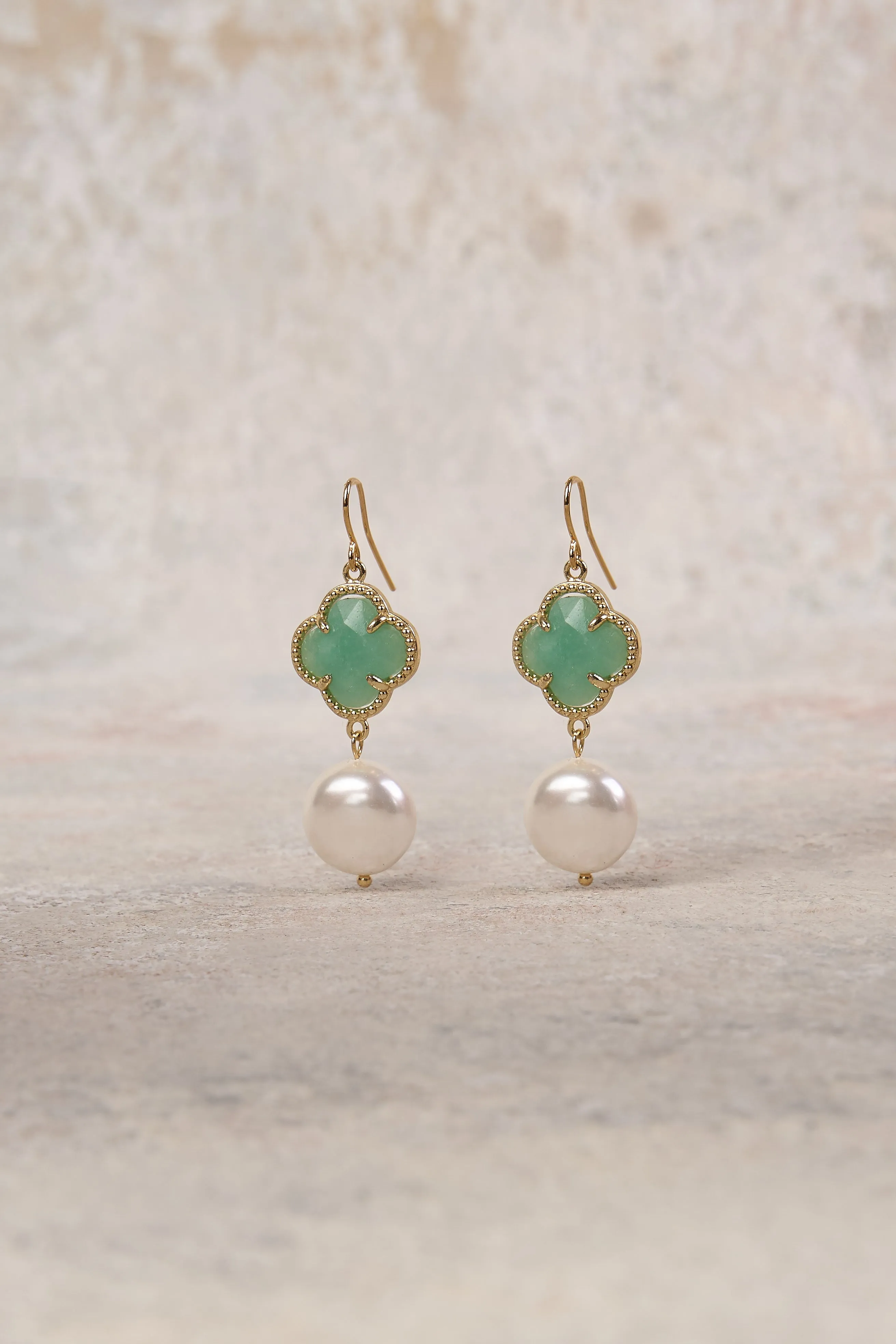 Clover Pearl Earrings - Amazonite