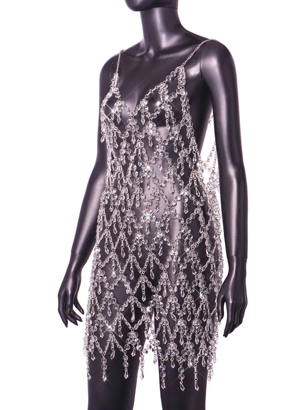 Crystal Elegance Transparent Cape-Dress