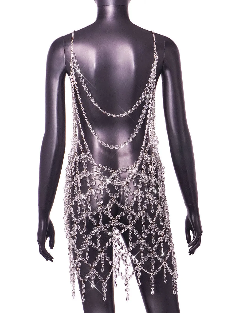 Crystal Elegance Transparent Cape-Dress