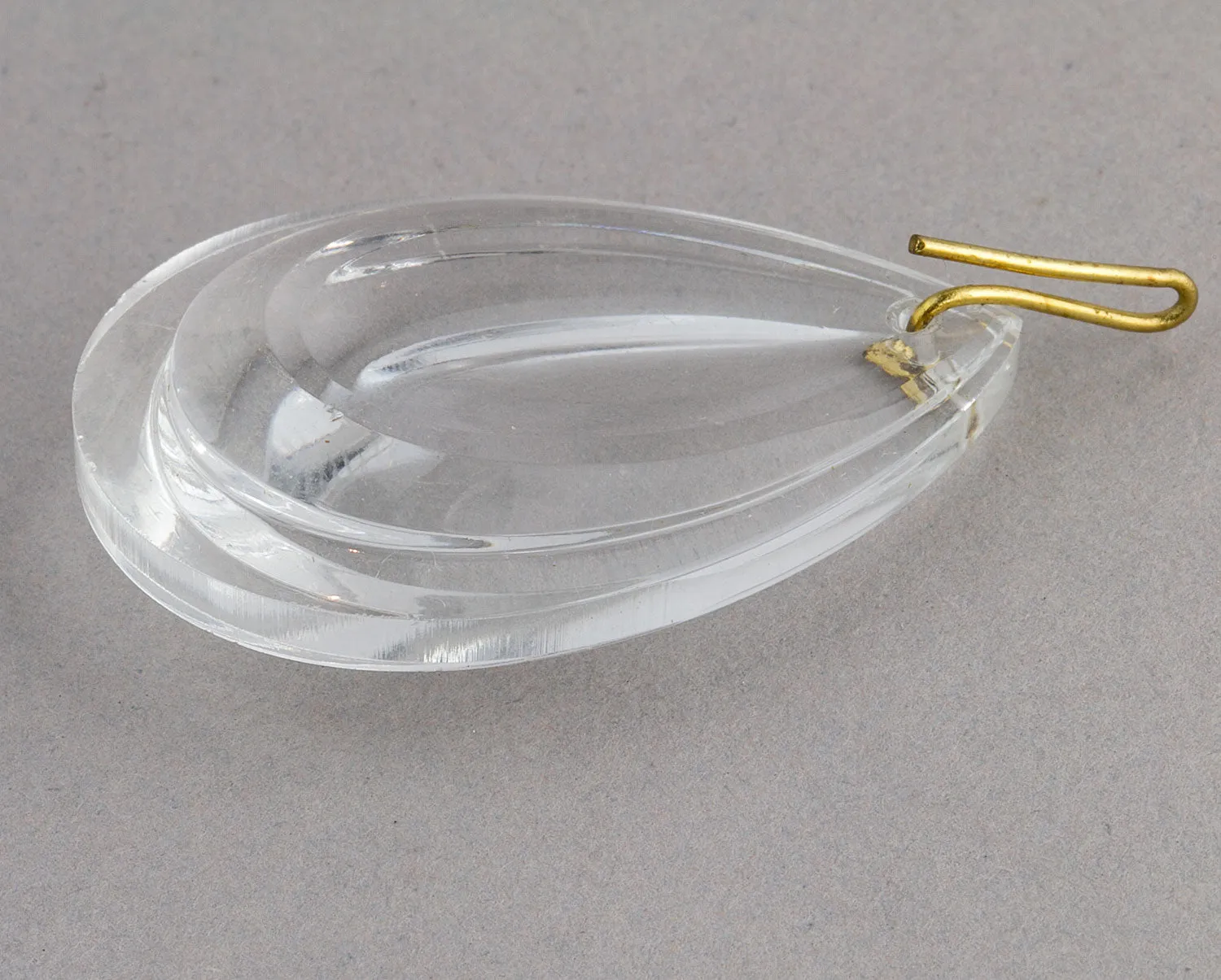 Crystal Teardrop Pendant, West Germany. 38x26mm. Pkg 1. b11-cr-0501