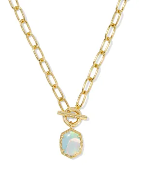 Daphne Link Chain Necklace Gold White Opal