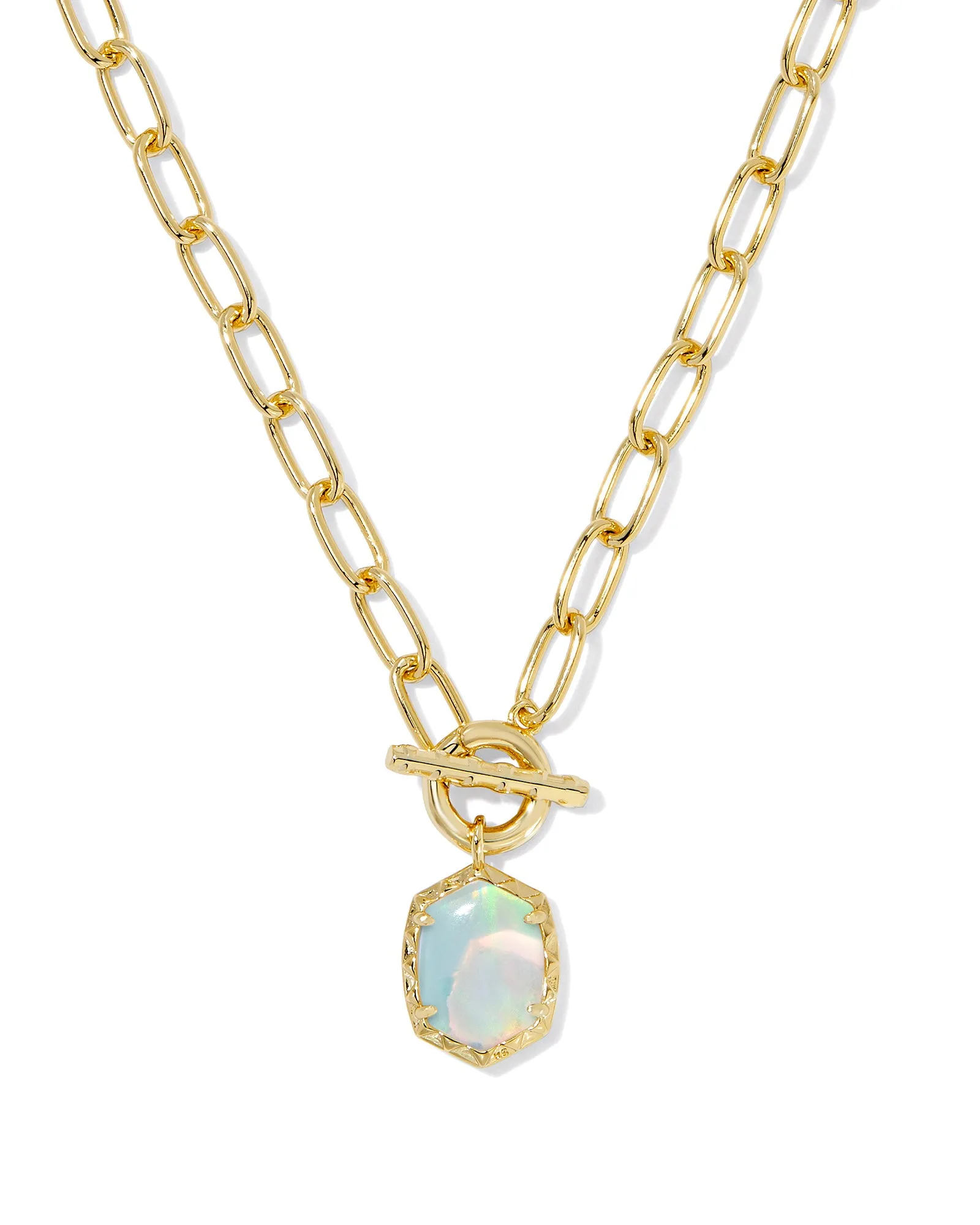 Daphne Link Chain Necklace Gold White Opal