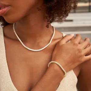Diamond Tennis Necklace   Bracelet Bundle in Yellow Gold- 3mm