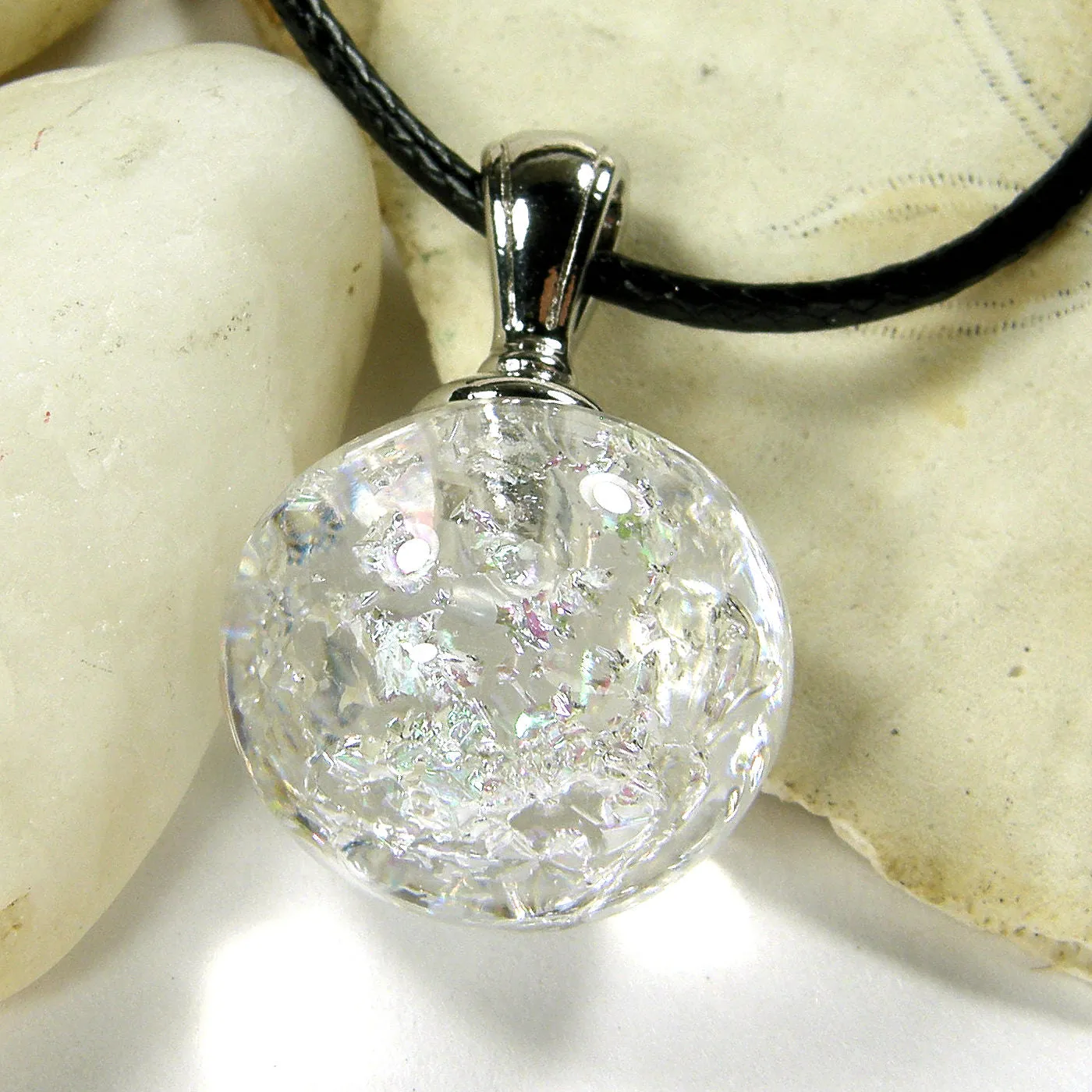 Enchanted Opal Lampwork Galaxy Pendant Necklace Globe Sphere 20027