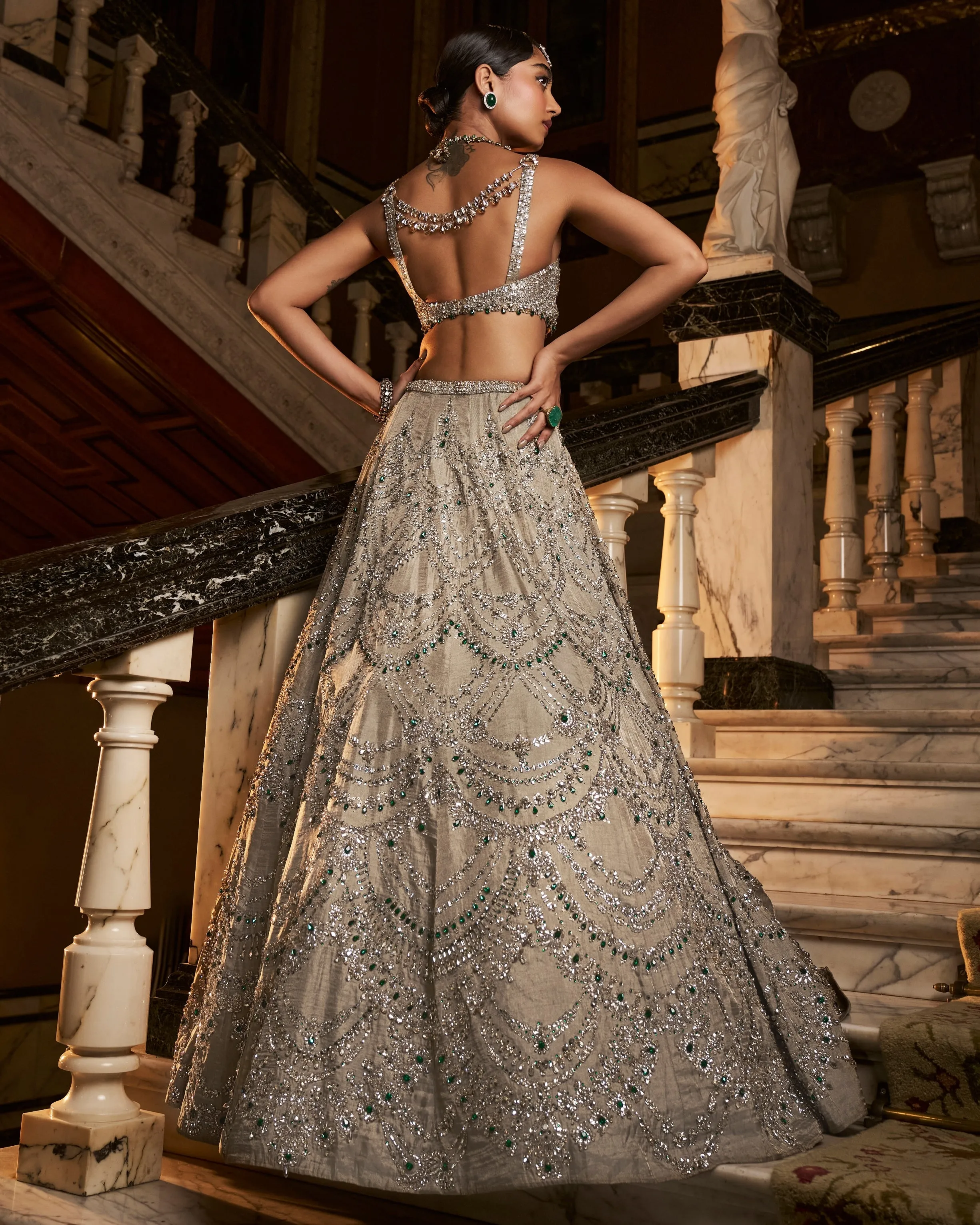 Falaknuma Champagne Chandelier Lehenga Set