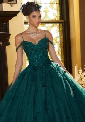 Floral Lace Dress with Three-Dimensional Appliqus