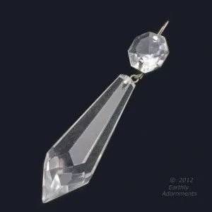 Large Faceted Crystal Chandelier Pendant. 20x65mm. Japan. Pkg 1. b11-cr-0520