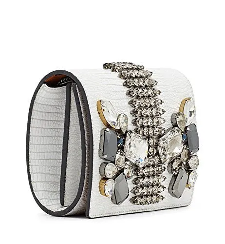 MCM Romantic Chandelier Handbag White Ivory Swarovski Soft Leather Bag Purse NEW