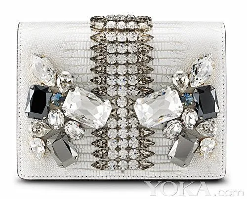 MCM Romantic Chandelier Handbag White Ivory Swarovski Soft Leather Bag Purse NEW