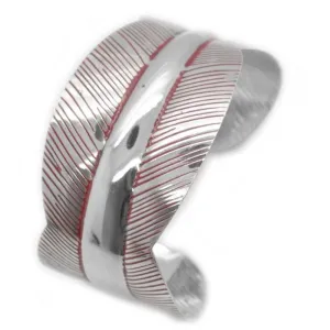 Poshly Pocahantas Silver and Red Cuff Bracelet
