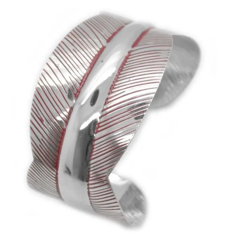 Poshly Pocahantas Silver and Red Cuff Bracelet