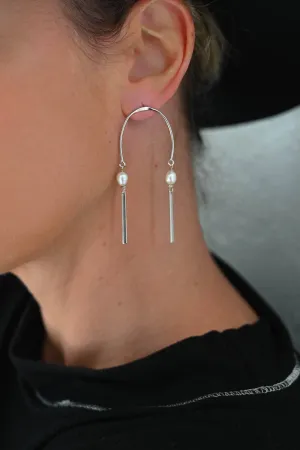 Purity Pearl Silver Dangle Earrings
