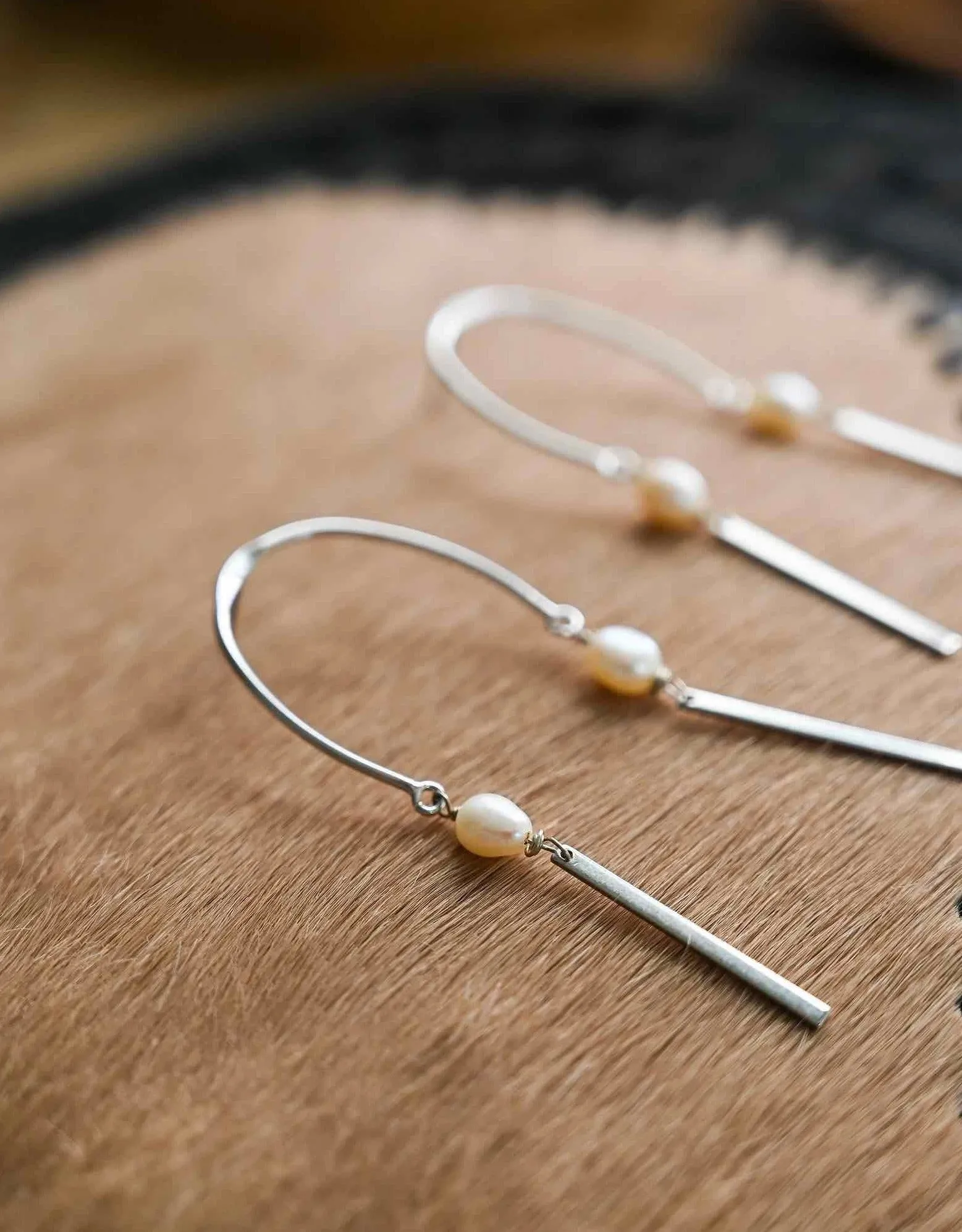 Purity Pearl Silver Dangle Earrings