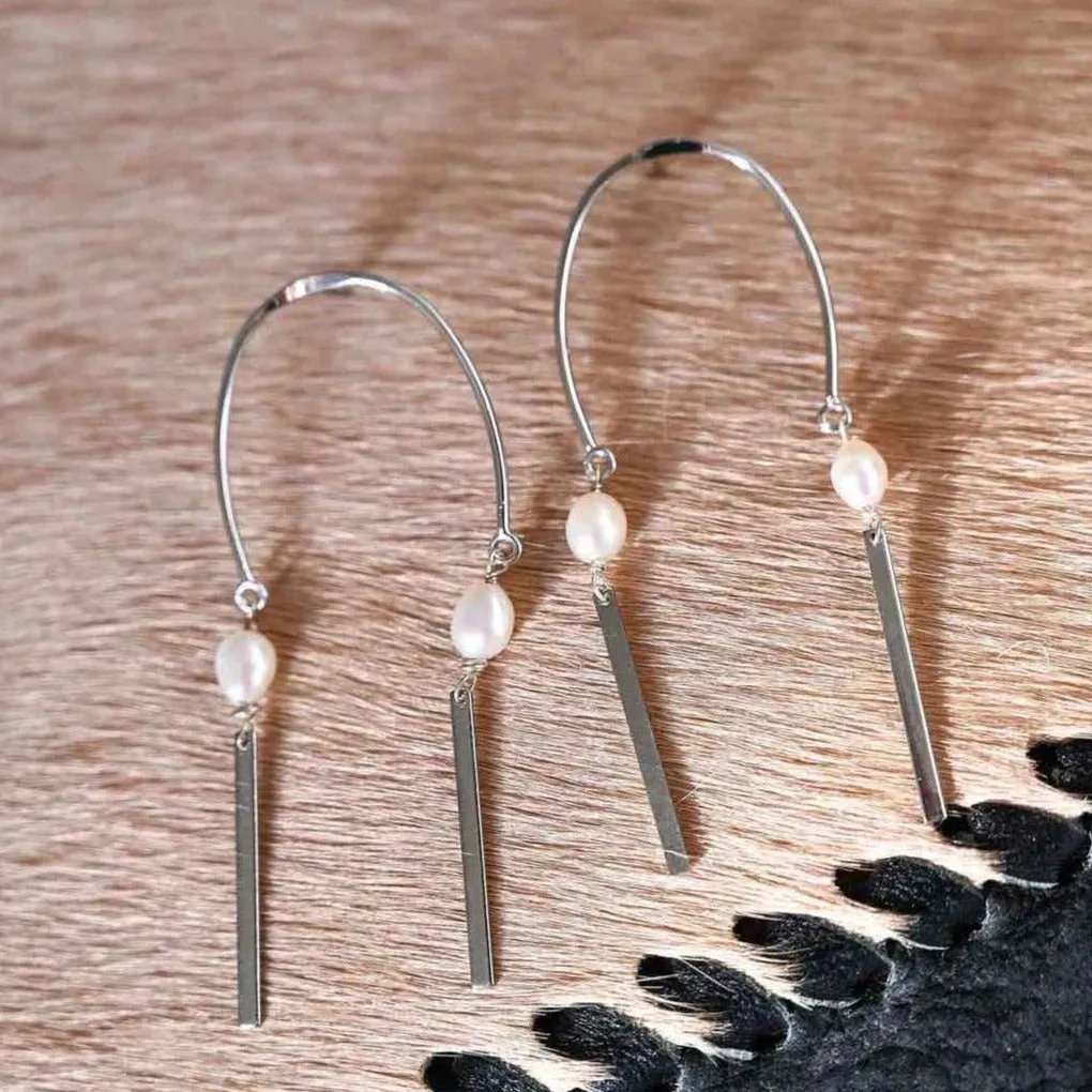 Purity Pearl Silver Dangle Earrings