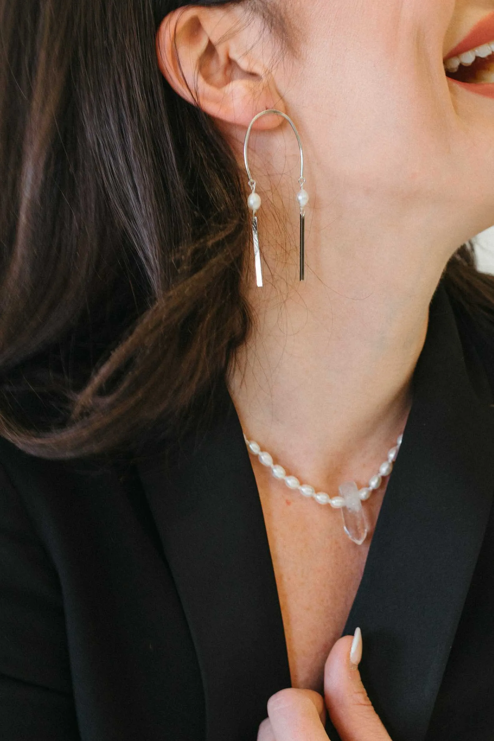 Purity Pearl Silver Dangle Earrings