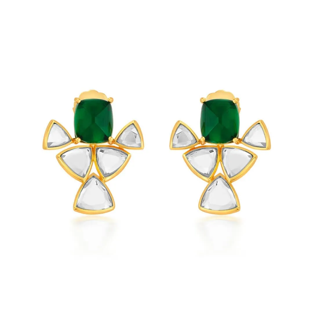 Shiza Mirror & Hydro Emerald Geometric Earrings
