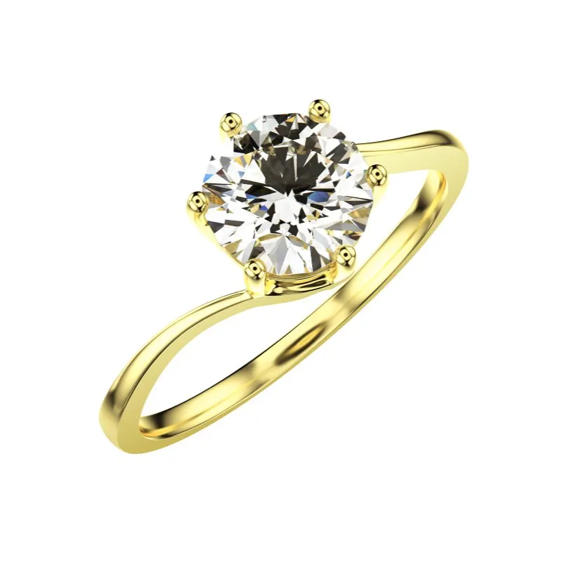 Six-Claw 1 Carat Moissanite Couple Ring (GRA Certificate)