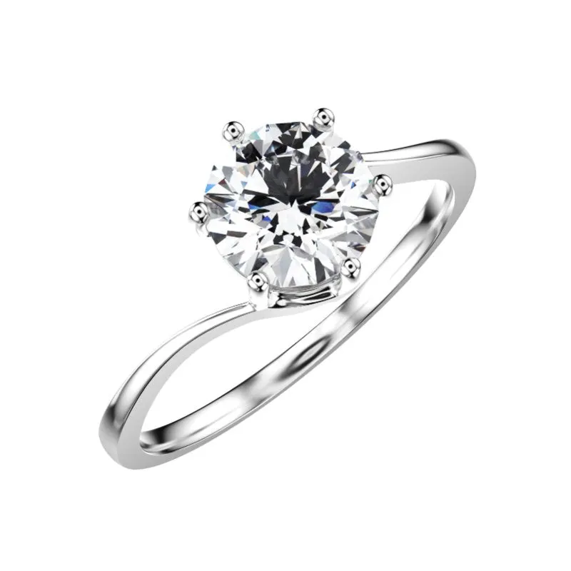 Six-Claw 1 Carat Moissanite Couple Ring (GRA Certificate)