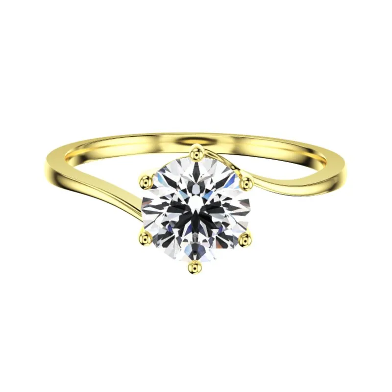 Six-Claw 1 Carat Moissanite Couple Ring (GRA Certificate)