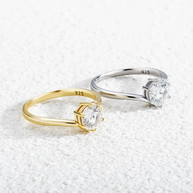 Six-Claw 1 Carat Moissanite Couple Ring (GRA Certificate)