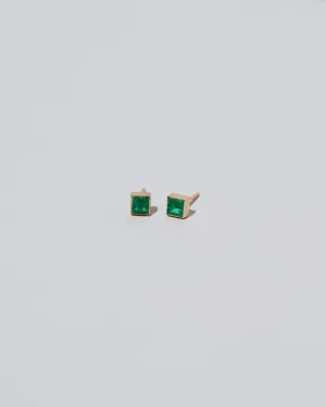 Square Frame Stud Earrings - Emerald