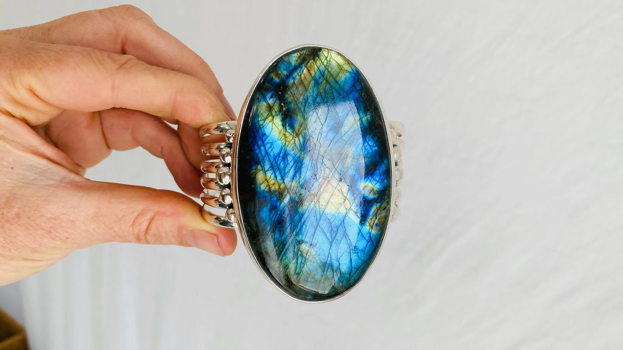 Sterling Labradorite Cuff Bracelet.