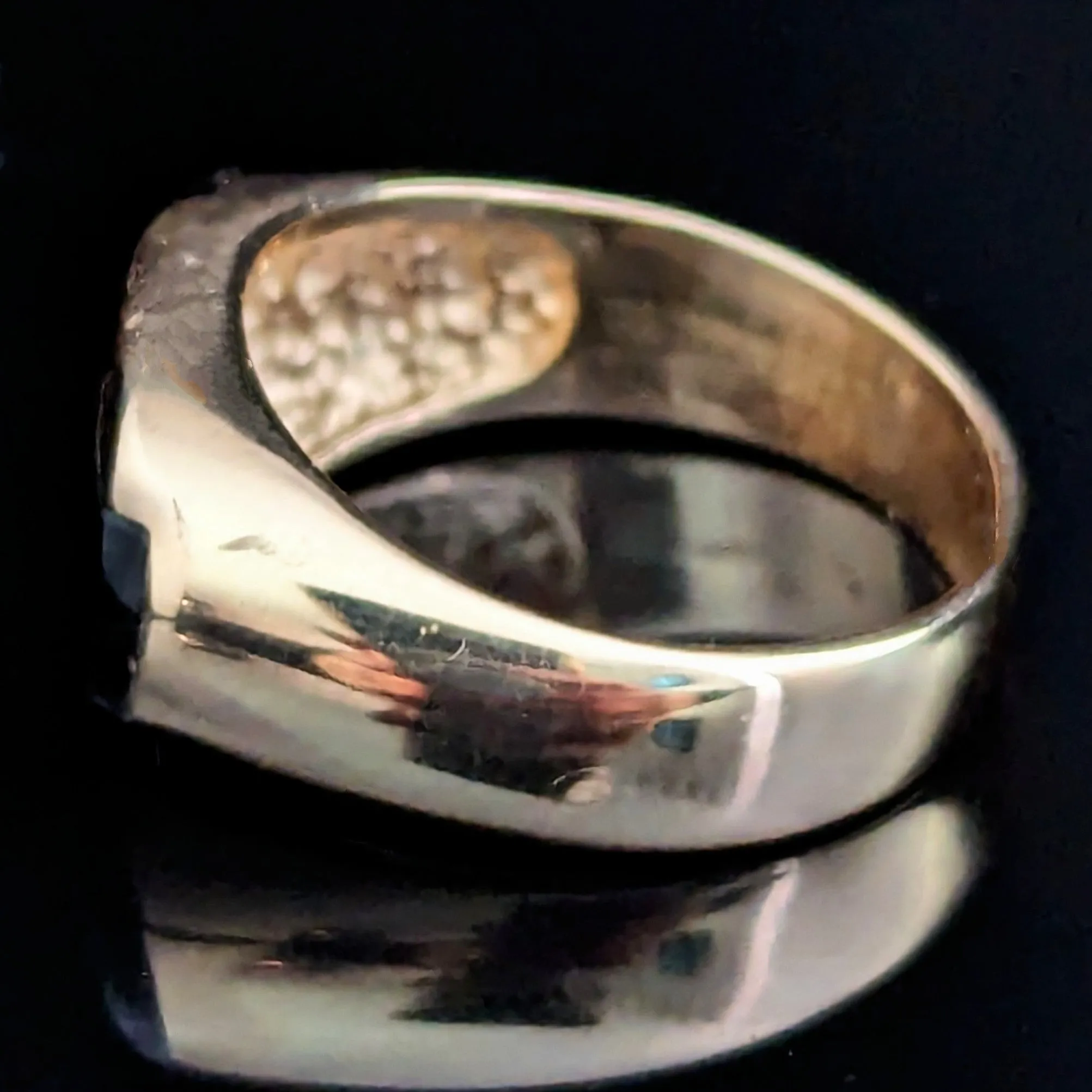 The Bedford - Vintage Diamond Onyx Inlay 14k Gold Signet Ring