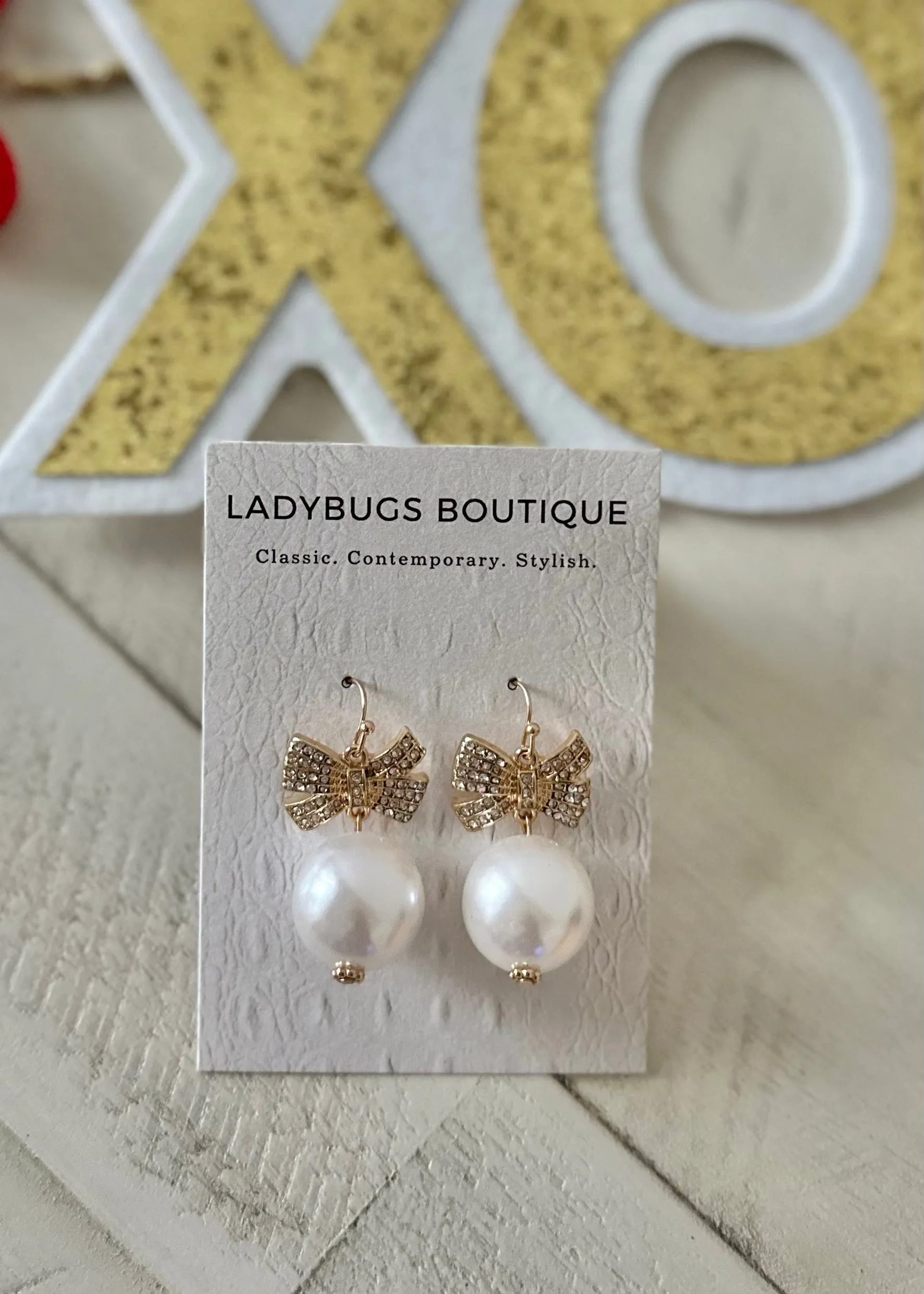 The Pearl Ball   Bow Earrings