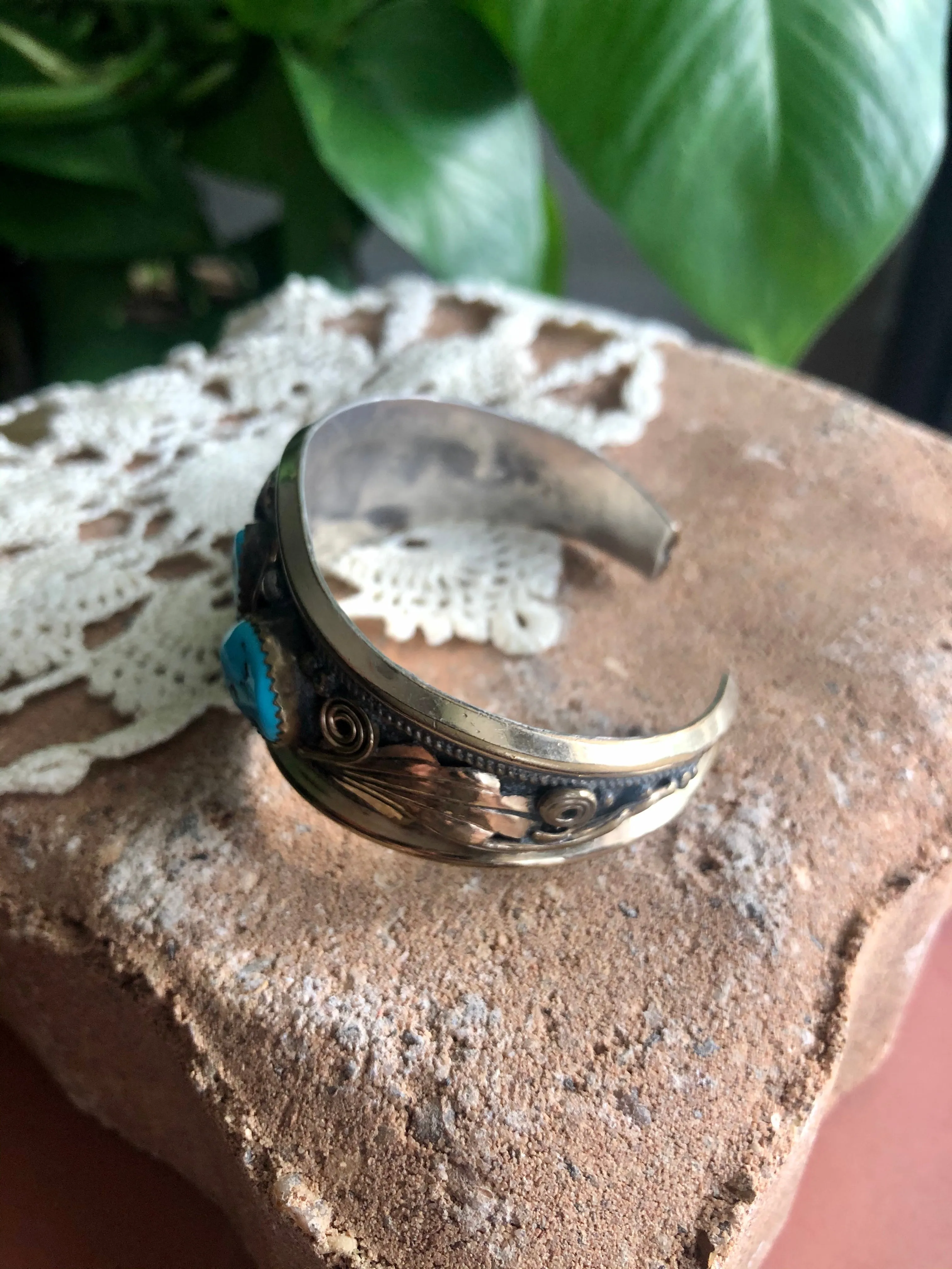 Turquoise & Gold Detail Cuff