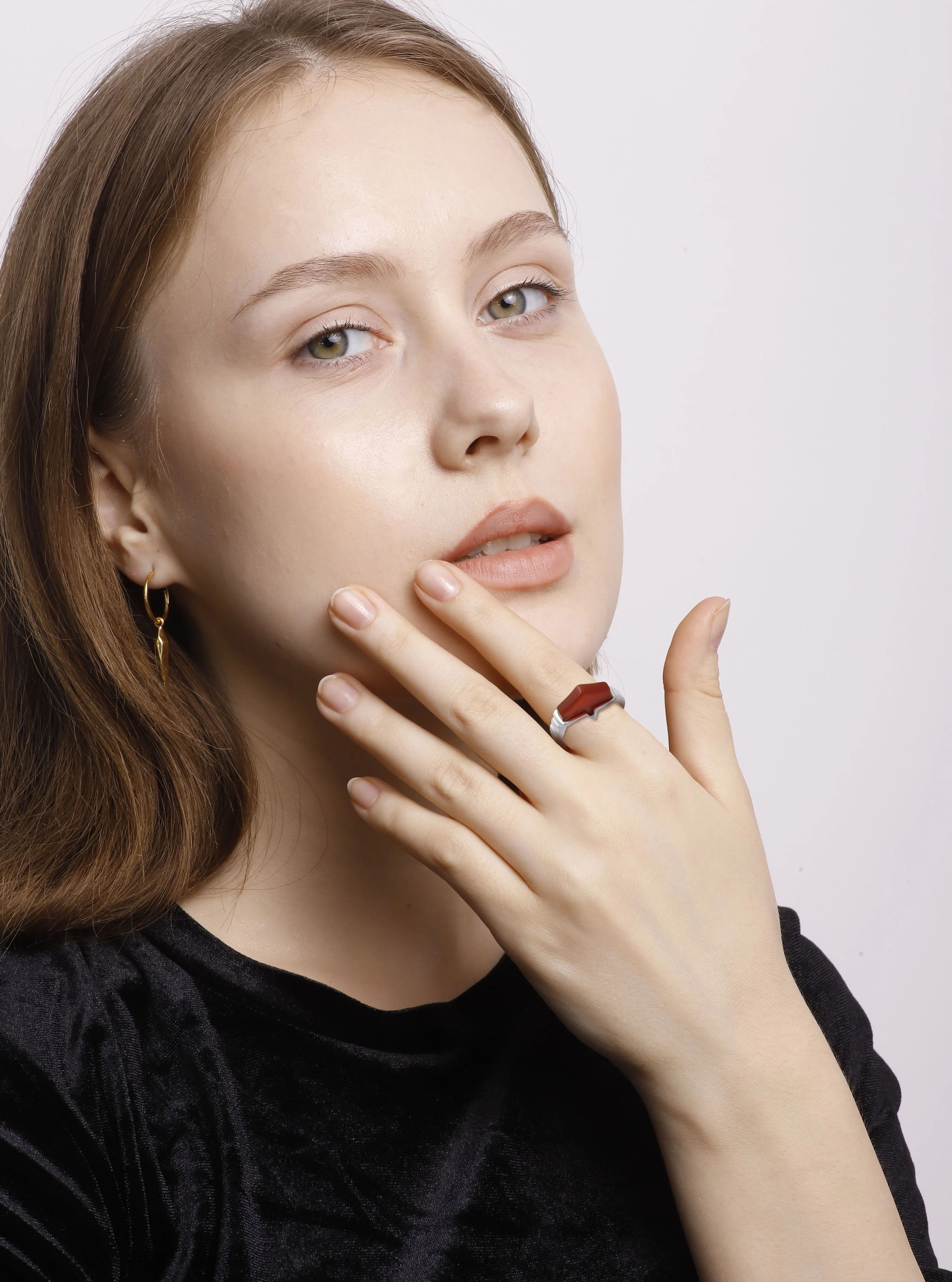 Vama | Lionel Ring | Metal-Sterling Silver | Stone-Red Carnelian | Finish-Shiny
