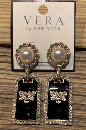 Vera Pearl And Bee Drop Earrings