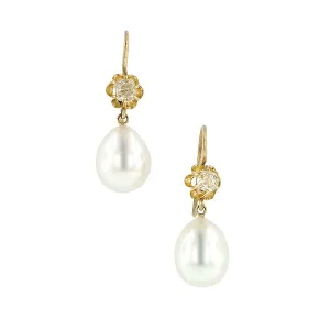 Vintage Diamond & Pearl Drop Earrings