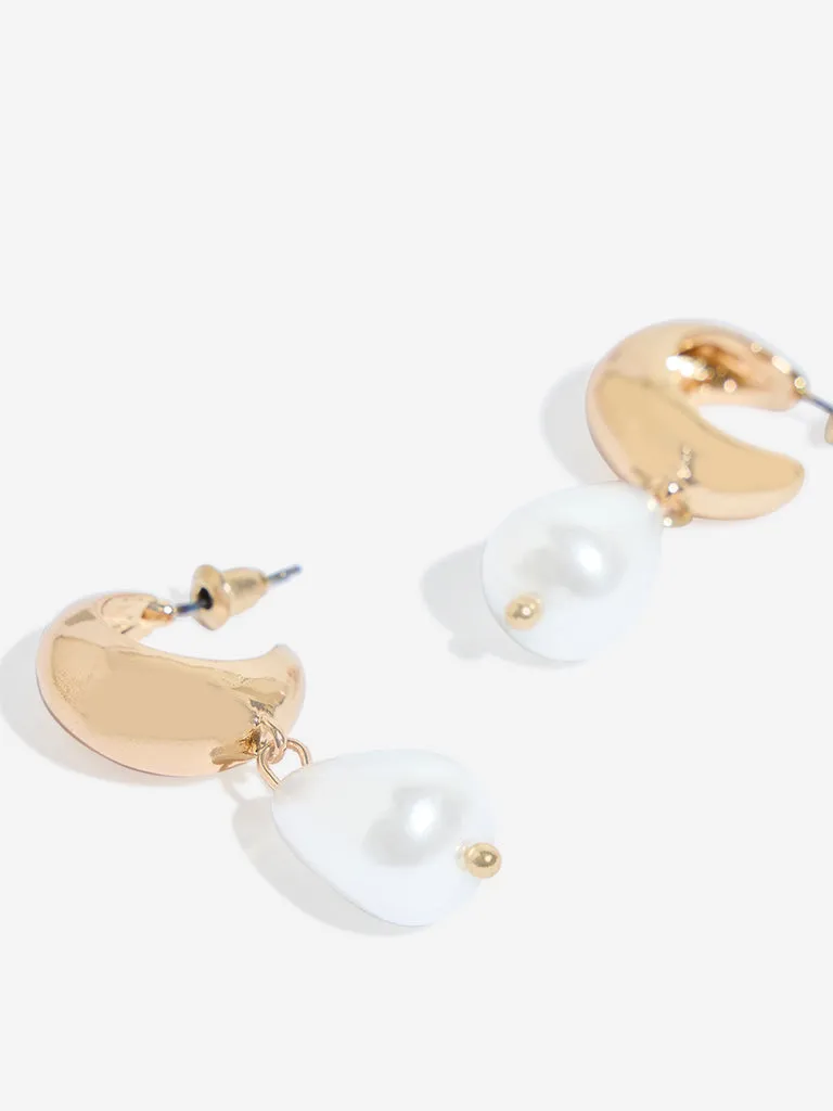 Westside Accessories Gold Pearl Drop Earrings